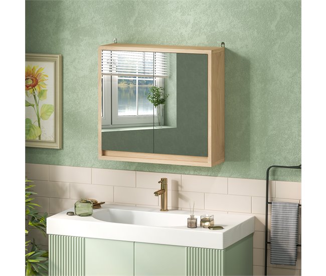 Armario con Espejo MDF, Melamina de Madera HOMCOM, hogar - baño Marron