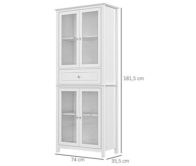 Alacena de Cocina MDF, Vidrio Templado HOMCOM, hogar - cocina Blanco