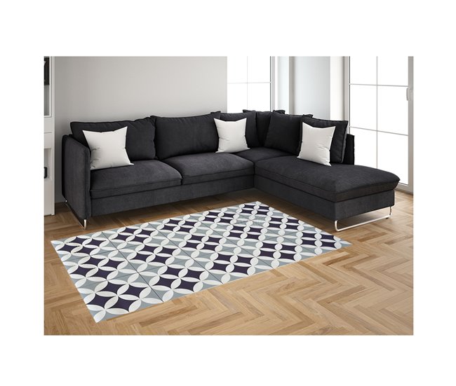 Acomoda Textil – Alfombra Vinílica Hidráulica para Hogar. 80x140 Azul