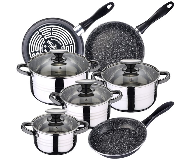 Bateria de cocina 8 piezas con juego de sartenes Multicolor