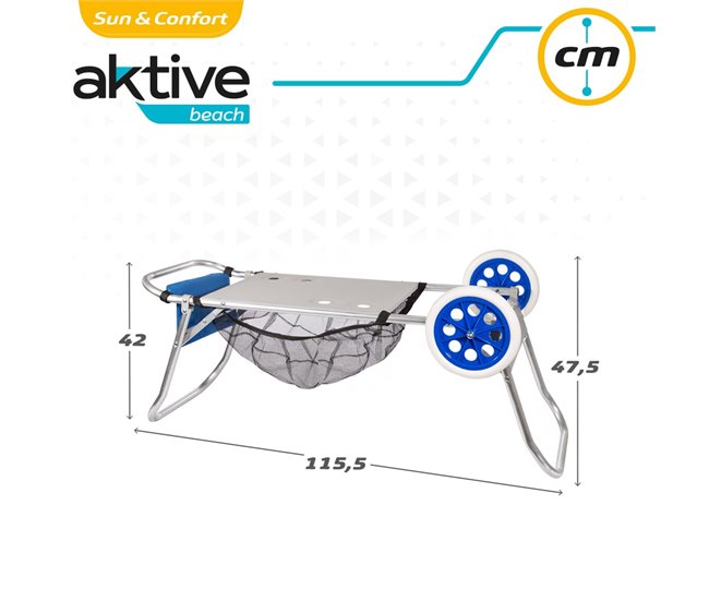 Carro multiusos playa aluminio Aktive Azul