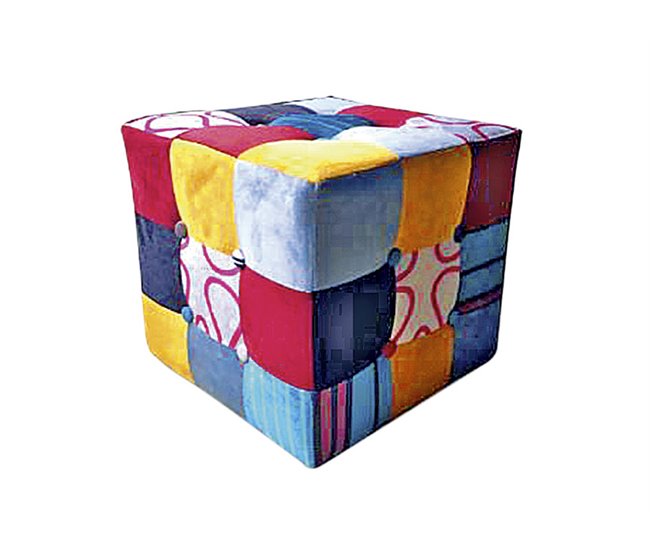 Puff KUBOPATCH cúbico multicolor terciopelo 40X40 cm Multicolor