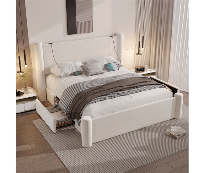 Camas de matrimonio 190x202 Beige