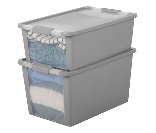 Curver Caja de almacenaje con tapa Bi-Box 40L Gris