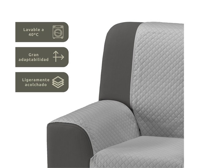 Funda Protectora de Sofá Acolchada Gris Claro