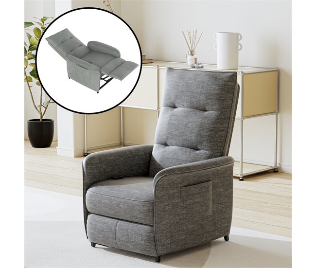 Sillón relax reclinable Savukoski acero poliéster Gris Claro
