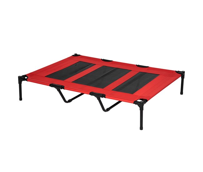 Cama Elevada para Perros Metal y Tela Oxford PawHut Rojo