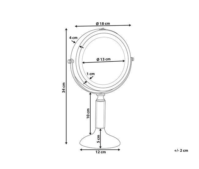 Beliani Espejo de maquillaje BAIXAS 18x12 Dorado