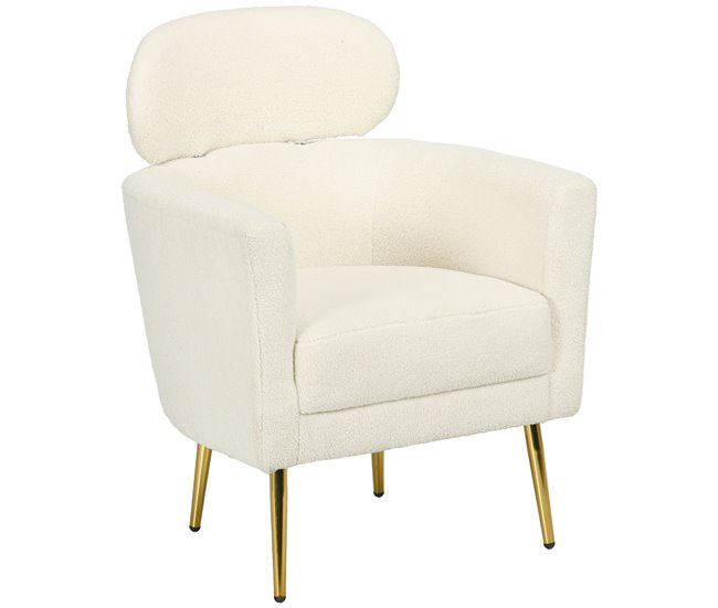 Sillón de Salón Poliéster, Metal HOMCOM, hogar - muebles de salón Crudo