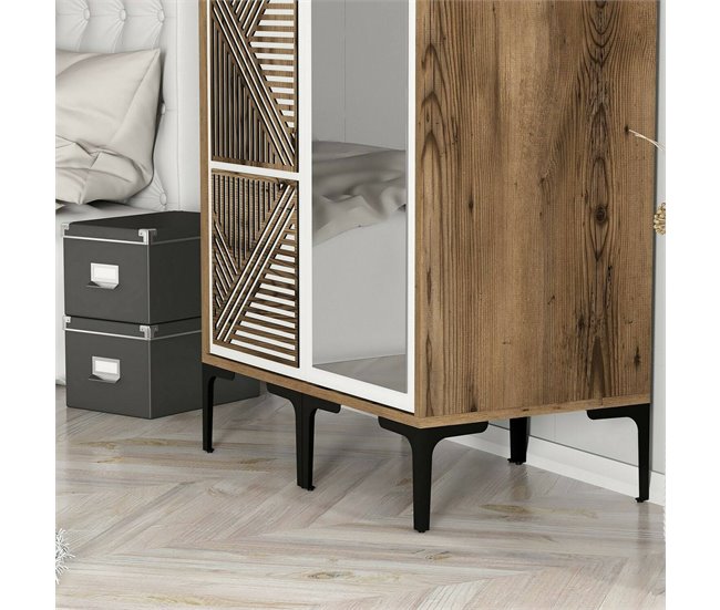 Armario 2 puertas efecto madera 80 Blanco/ Madera