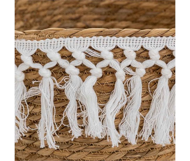 Cesto de fibra natural y algodón Multicolor