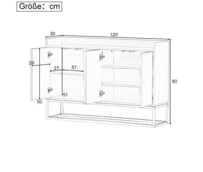 Aparador, 4 puertas, mueble comedor, comedor, sala, cocina 120 Azul