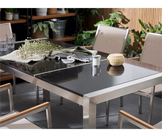 Beliani Mesa de jardín GROSSETO 90x180 Negro/ Gris