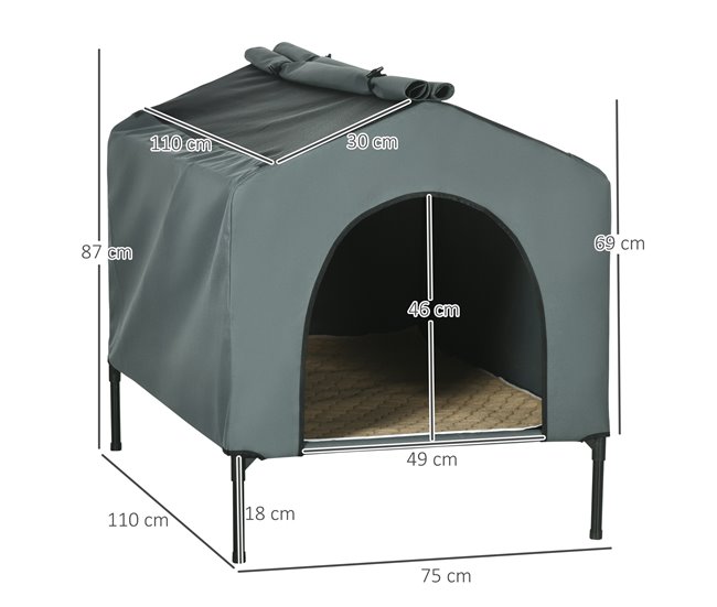 Caseta para Perros Tela Oxford, Acero PawHut 