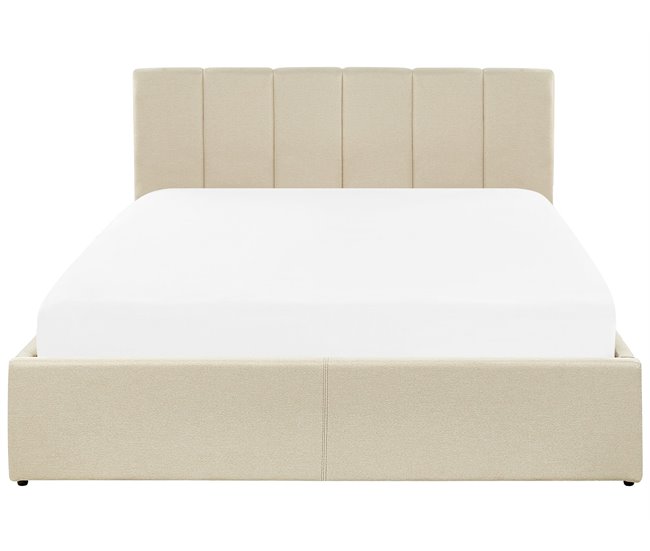 Beliani Cama con almacenaje Poliéster DREUX 151x214 Beige