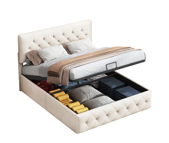 Cama, cama doble, cama funcional. 147x202 Beige