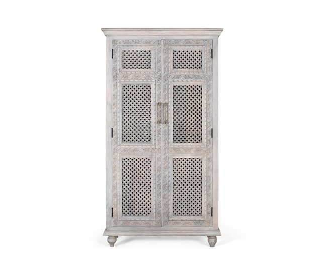 Armario de 2 puertas en madera maciza de mango Blanco