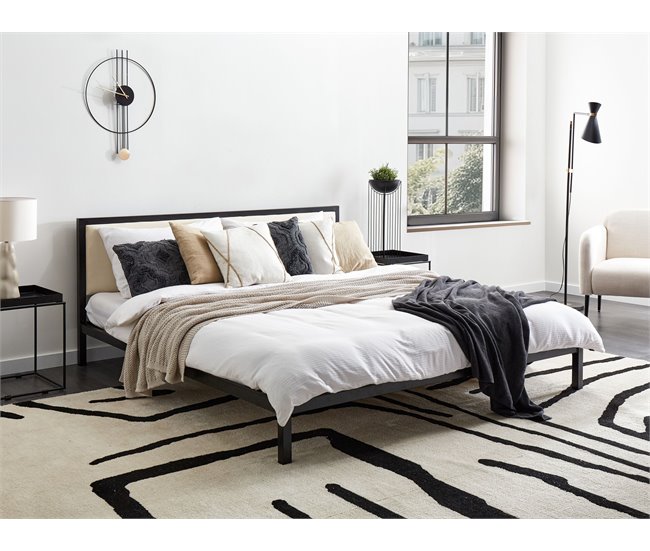 Beliani Cama con somier Acero CLAMART 187x210 Beige