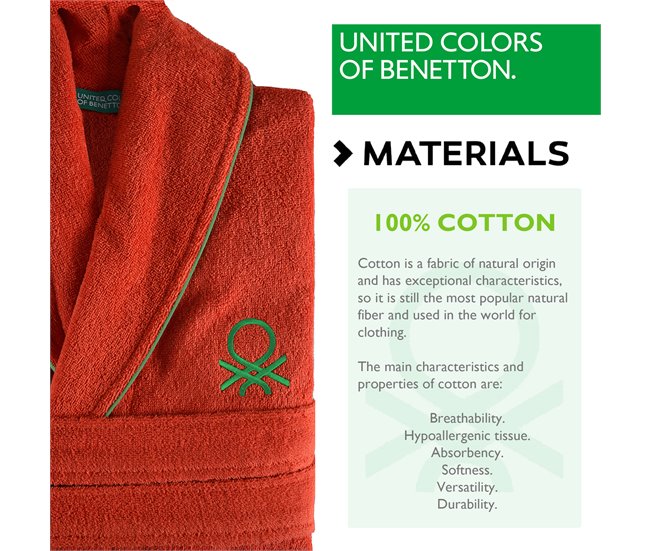 Albornoz benetton 360 gsm 100% algodón Rojo