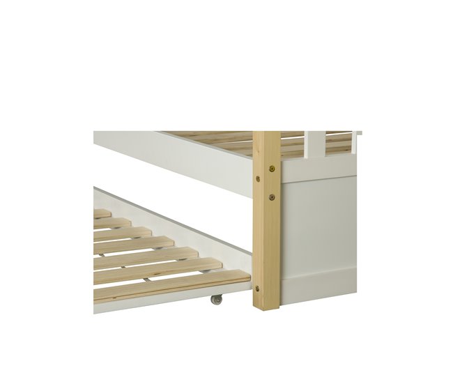 Cama nido WOOD madera maciza 90x190cm blanco natural Blanco/ Madera