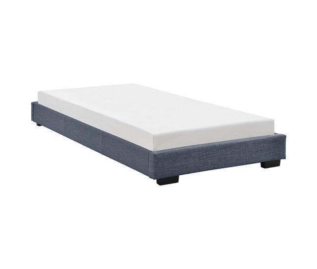 Corium Cama individual con somier tapizado en lienzo / MDF 96x214 Blanco/ Beige