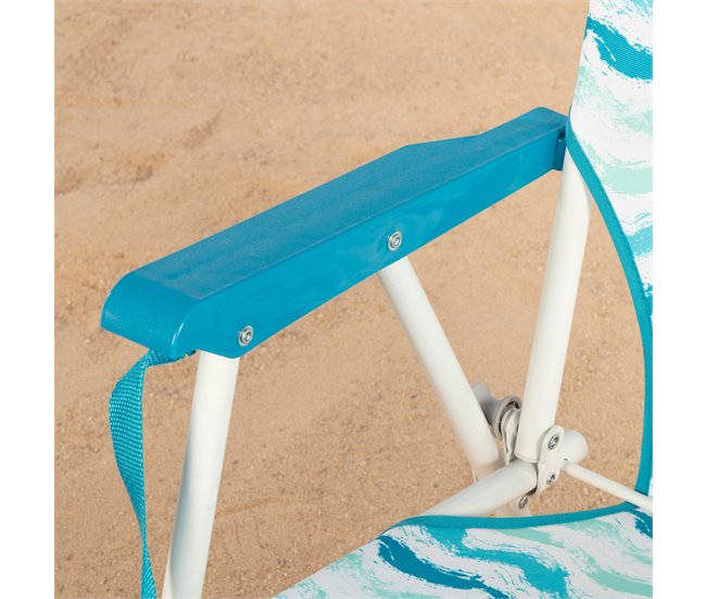 Aktive Silla de playa plegable con respaldo bajo y bolsillo trasero Azul