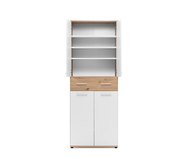 Zapatero JACKY 4 puertas 1 cajón Blanco/ Madera