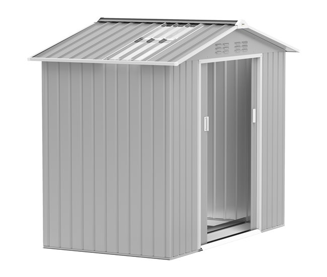 Caseta de Jardín Acero Galvanizado Outsunny Gris