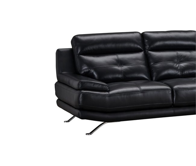 Chaise longue de piel HAWAI Negro
