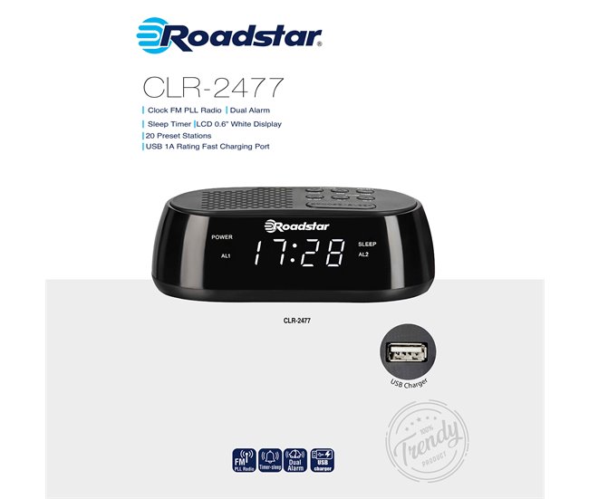 Despertador Roadstar CLR-2477 Negro