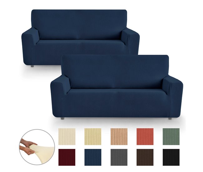 Vipalia Funda de Sofá Elástica Adaptable. Modelo Rustica. Azul