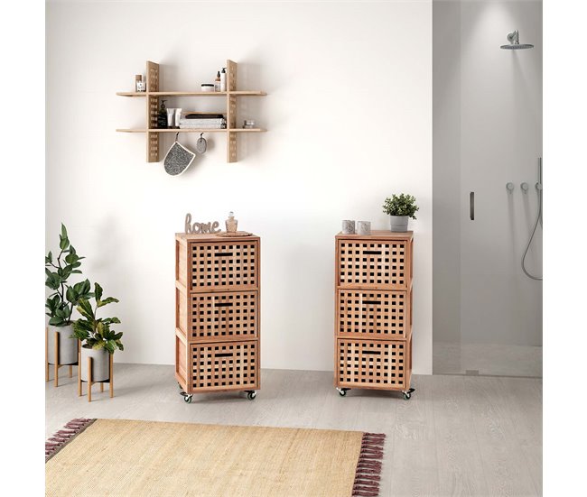 Estantería de pared Jaya de madera de nogal, 6 compartimentos Madera