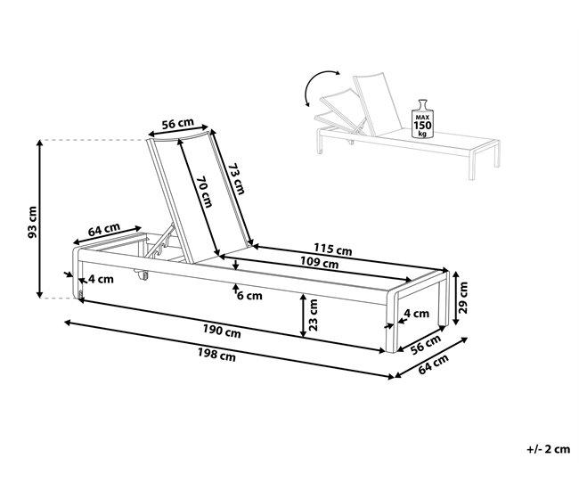 Beliani Tumbona FOSSATO Negro
