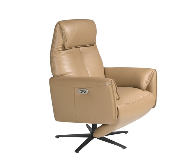 ANGEL CERDA Sillón relax giratorio piel arena Negro