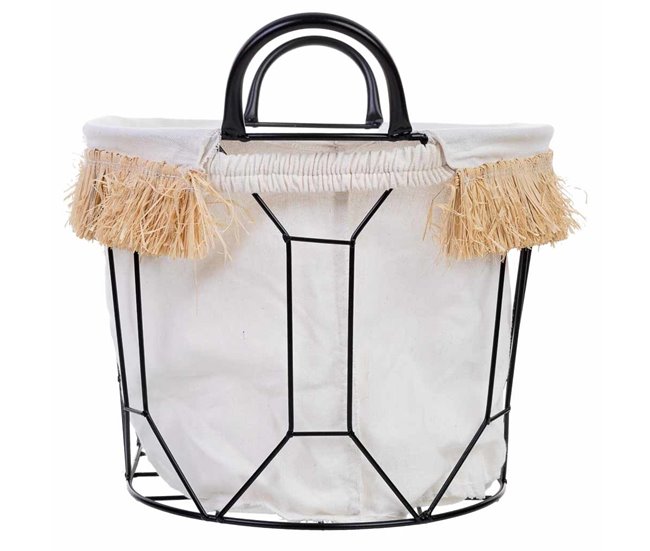 Cesto de metal y tela Blanco