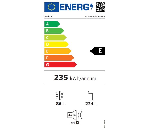 Combi 1,88 metros 310 litros No Frost blanco MIDEA MDRB424FGE01OE Blanco