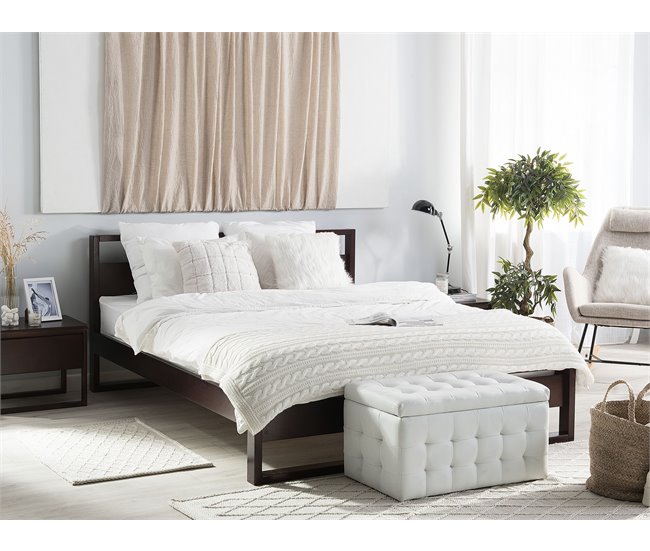 Beliani Cama con somier Madera de pino GIULIA 145x213 Marron