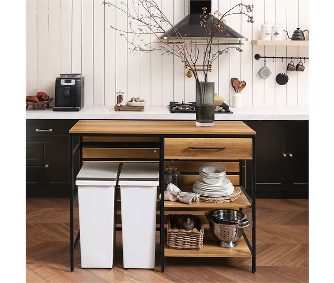 Aparador de Comedor con Cajón y 2 Estantes FSB71-PF SoBuy Natural