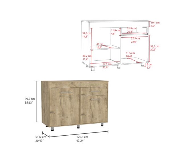 Mueble Inferior de Cocina Orion, con cajón Multicolor