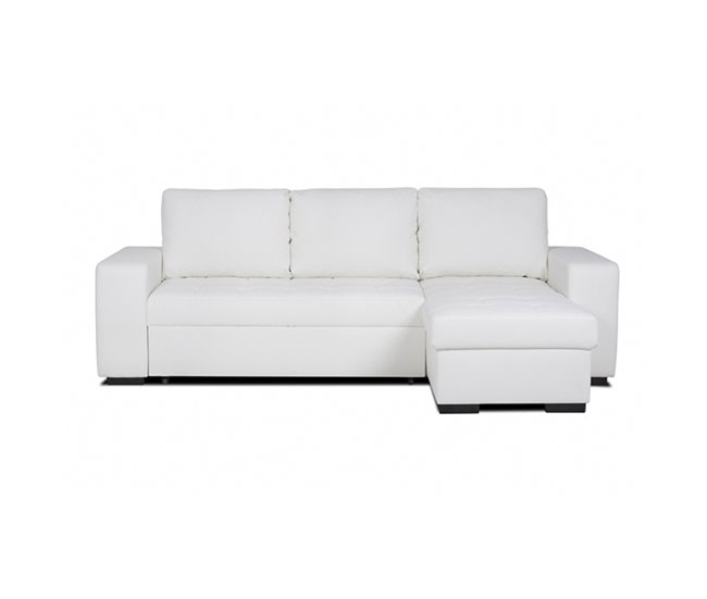 Chaise longue piel sintética con cama HARRY Blanco