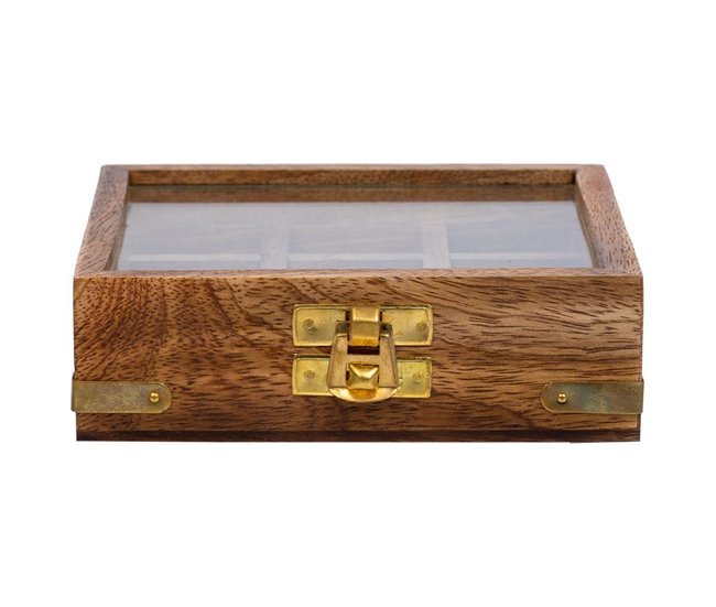 3 el línea con caja de madera Marron