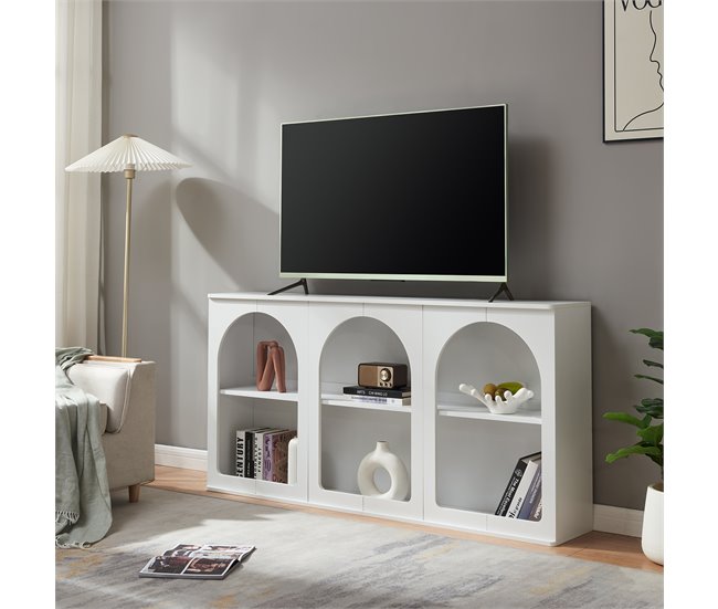 Aparador Trorhun diseño arqueado de 2 niveles [en.casa] 160 Blanco