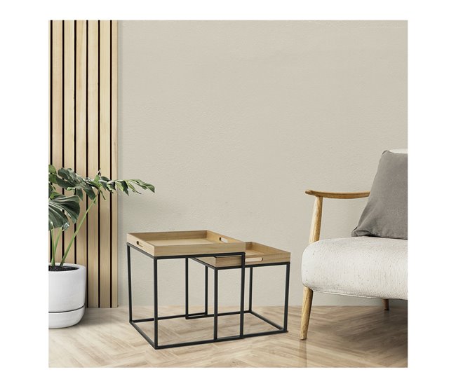 Acomoda Textil – Conjunto de 2 Mesitas Auxiliares. Madera