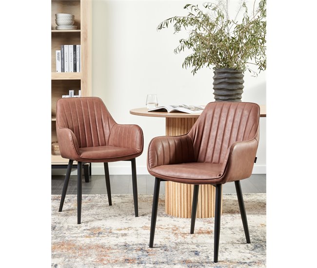 Beliani Silla de comedor WELLSTON Marron