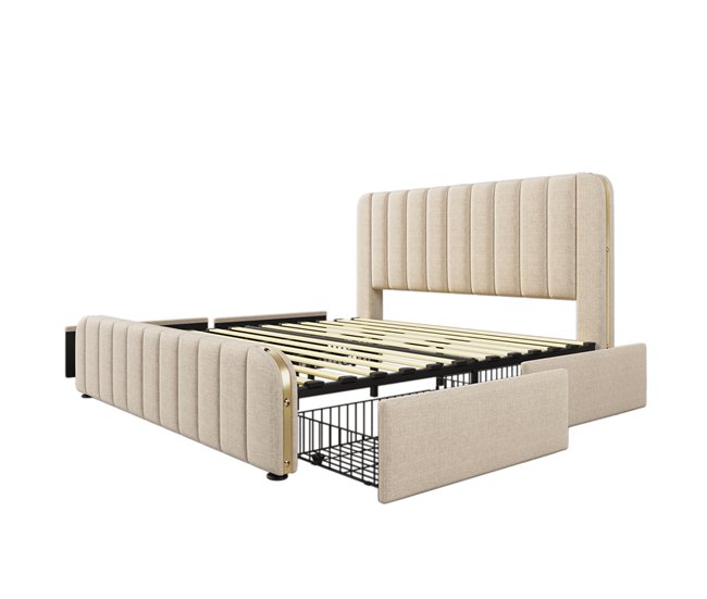 Camas de matrimonio 188x215 Beige