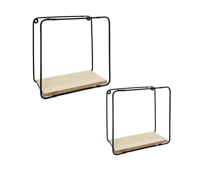 Acomoda Textil – Estantería para Pared de Madera. (2 Cubos) Madera Clara