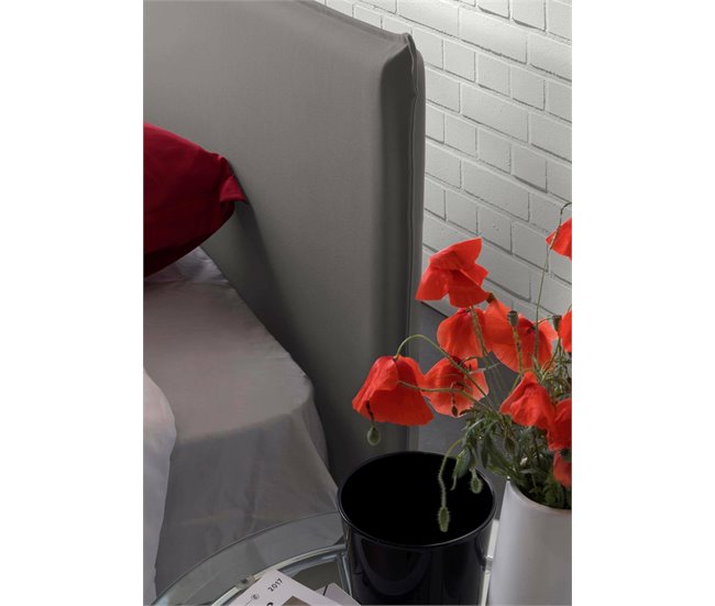 Cama individual en tela Gris