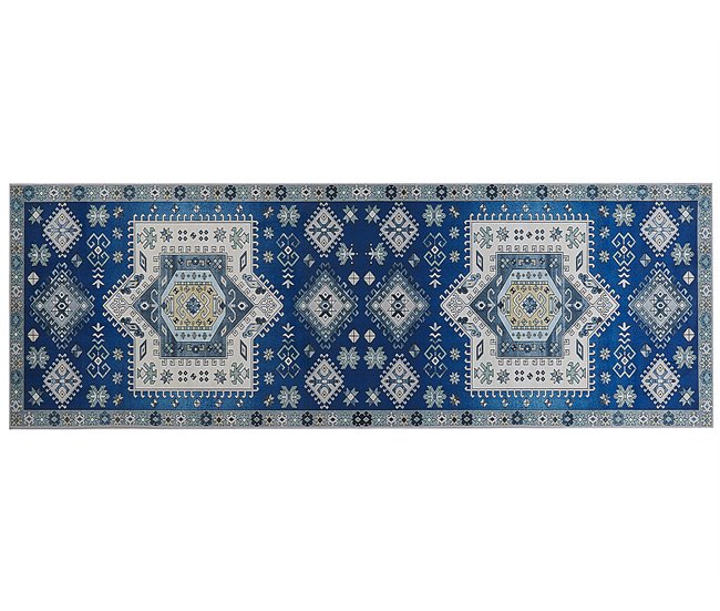 Beliani Alfombra de pelo corto PARVAKADLI 70x200 Azul