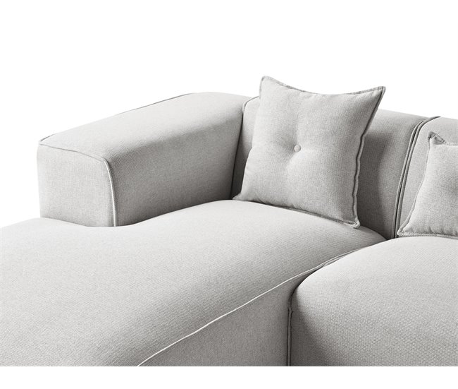 Beliani Sofá esquinero Poliéster DOLVA Gris Claro