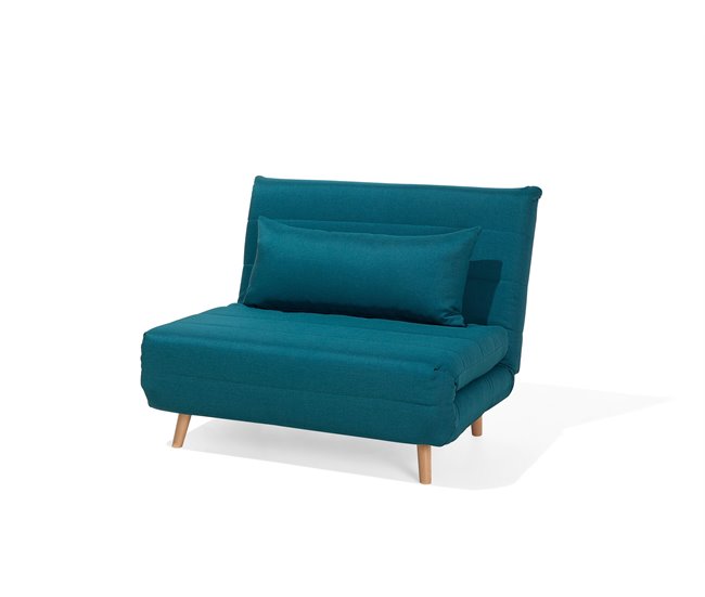 Beliani Sofá cama Poliéster SETTEN Azul Claro